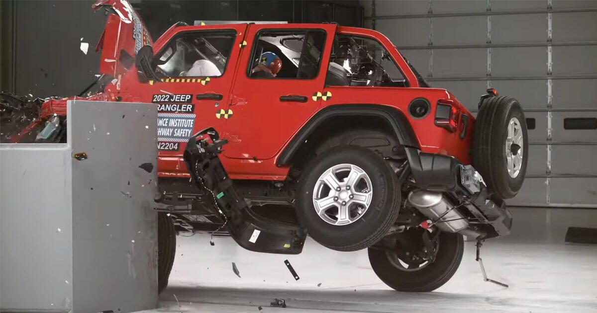 2022 Jeep Wrangler Unlimited Tips Over During IIHS Crash Testing - CNET