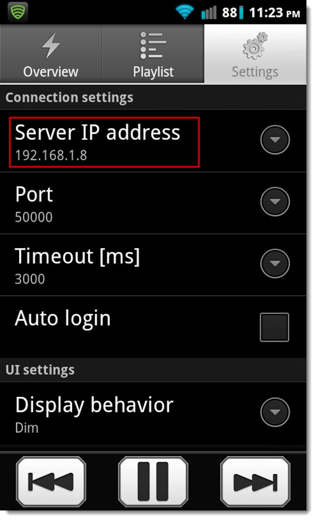 Server IP address