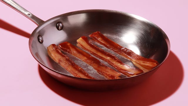 Umaro Plant Based Bacon in a pan