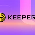 El logotipo de Keeper se muestra sobre un fondo morado degradado.