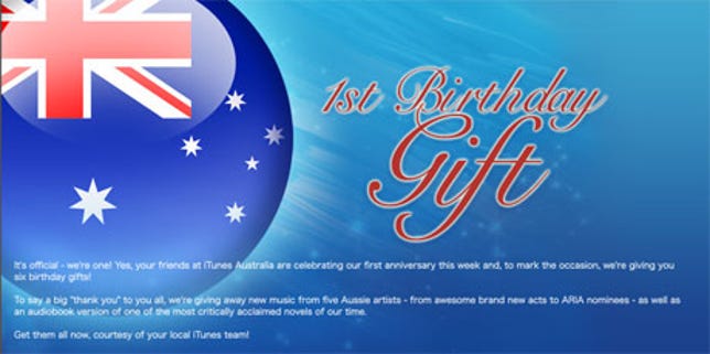 iTunes Store Australia 1st Birthday song giveaway
