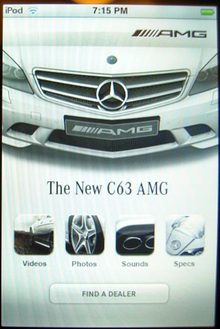 C63 AMG app main menu--at least my hand's not in it this time.