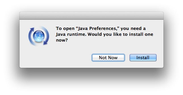 Java runtime missing notice