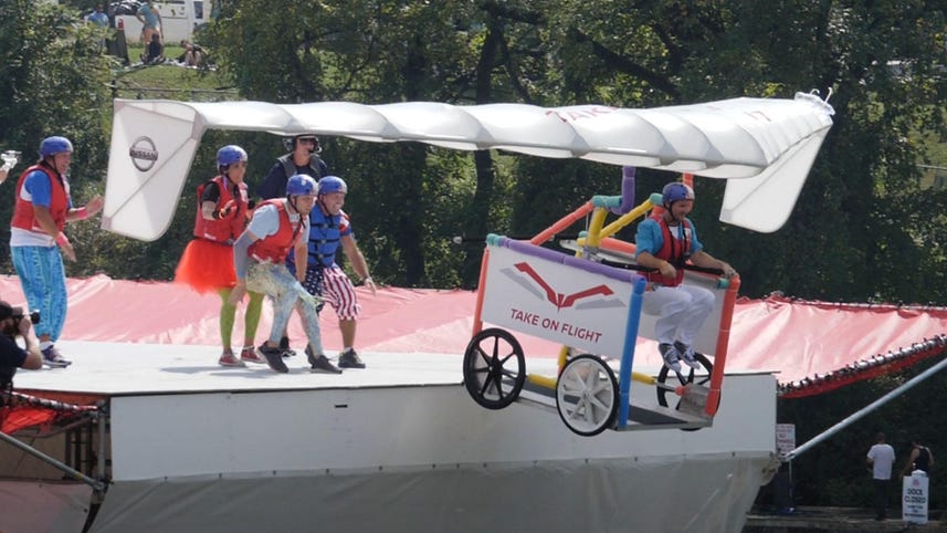 Watch Nissan engineers attempt a Red Bull Flugtag record