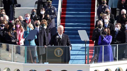 U.S. President Joe Biden delivers his inauguration address