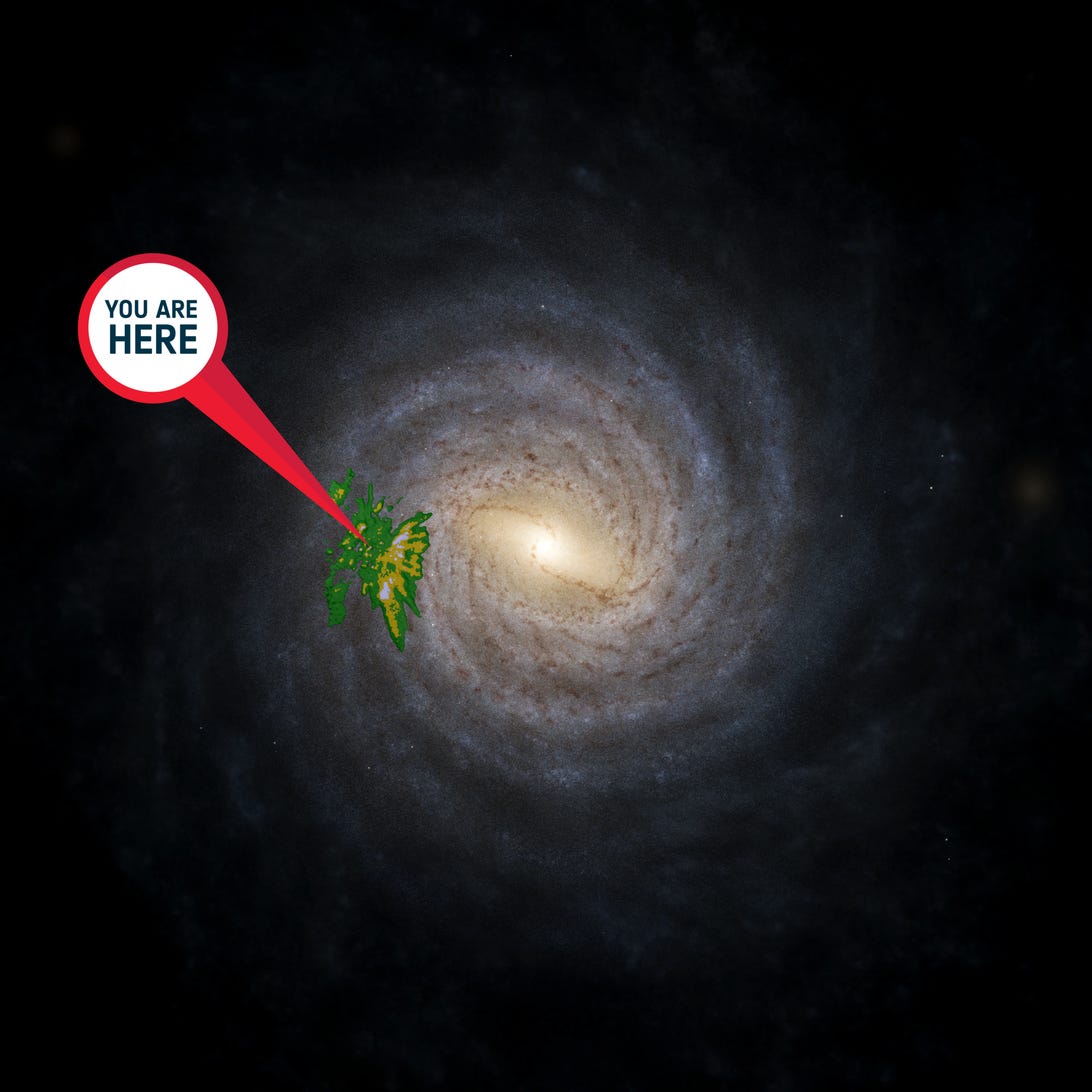 A depiction of where we're located in the Milky Way galaxy.