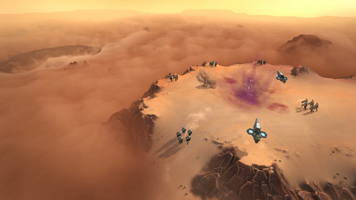 A dusty desert landscape in Dune: Spice Wars