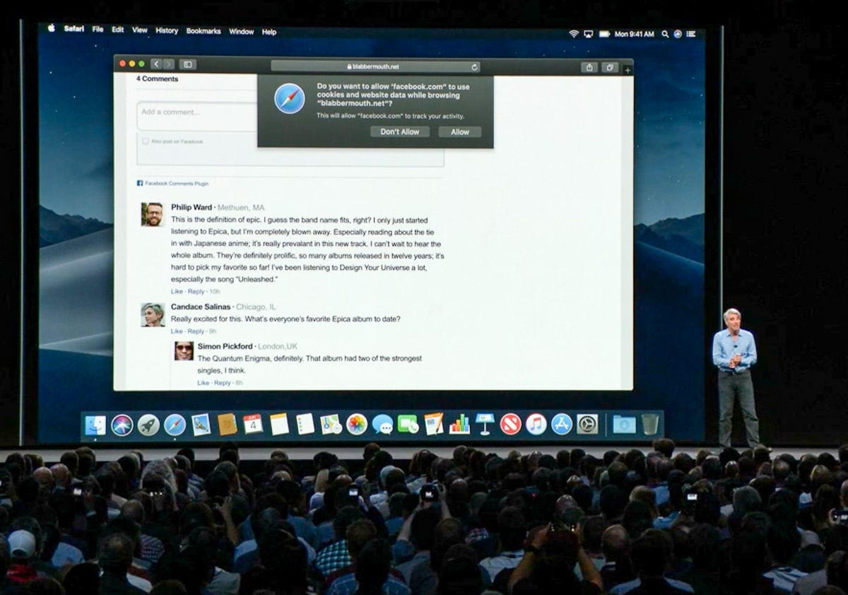 Apple software SVP Craig Federighi describes how Safari in MacOS Mojave will require websites to obtain your permission before storing personal data.