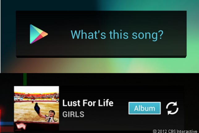 Song Search widget (above), returned result (below)