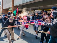 <p>White supremacist groups clashed with hundreds of counter-protesters during the "Unite The Right" rally in Charlottesville, Virginia, on Saturday. Dozens were injured in skirmishes and one counter-protester died after a white nationalist plowed into the crowd with his car. </p>