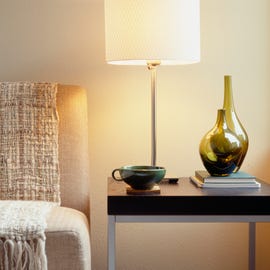 Lamp on table in living room