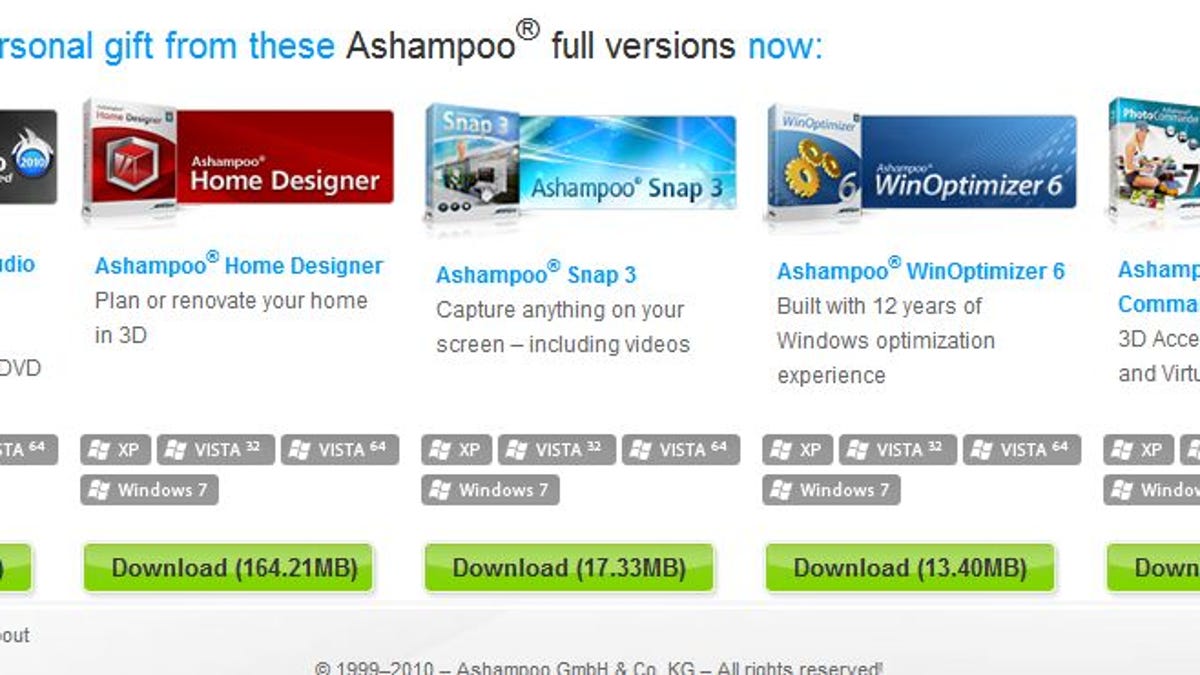 No forms, no rebates, no strings attached, just five very worthwhile free programs from Ashampoo.
