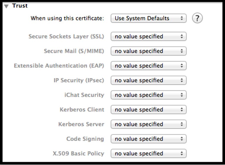 Keychain Access Certificate Trust