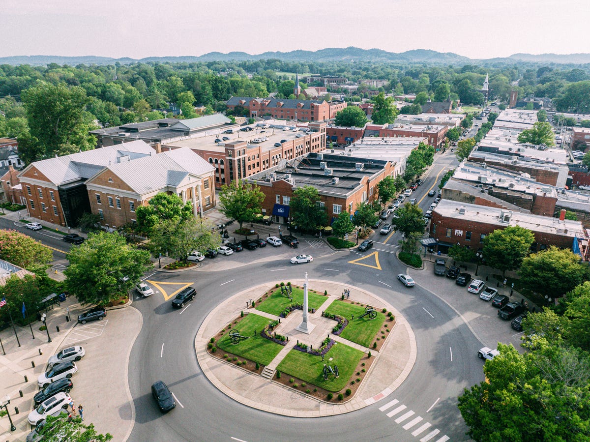 Vista do centro de Franklin, Tennessee