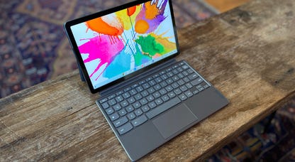 Lenovo Duet with a colorful splash image onscreen
