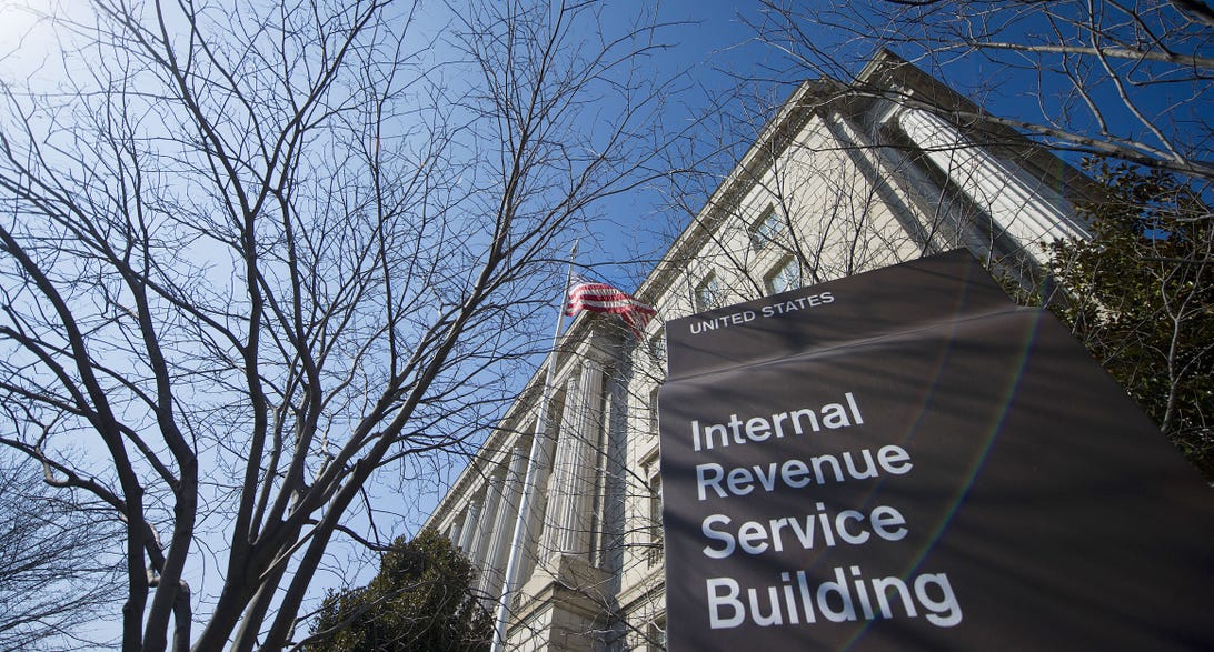 Internal Revenue Service Building sign in Washington, DC