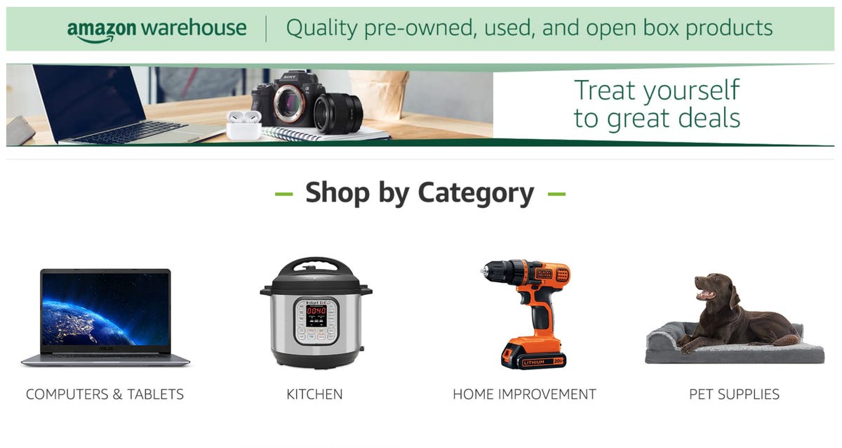 The Amazon Warehouse home page