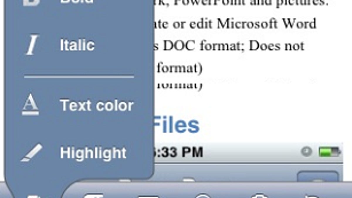 Quickoffice iPhone app
