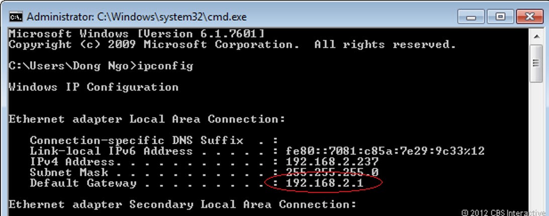You can easily find out a home network router's IP address by running the ipconfig command from any connected computer.