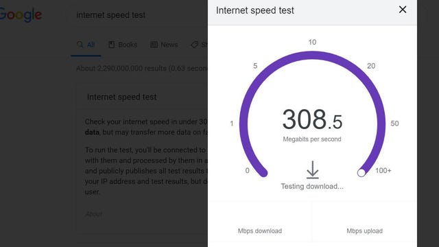 m labs google search internet speed test screen shot