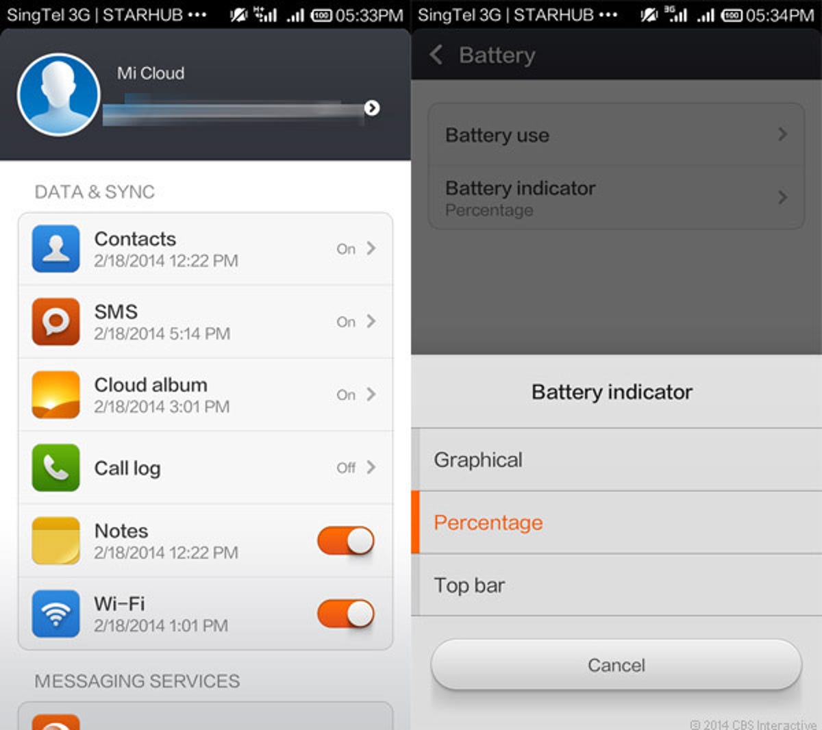 Xiaomi Redmi (Mi Cloud and battery indicator)