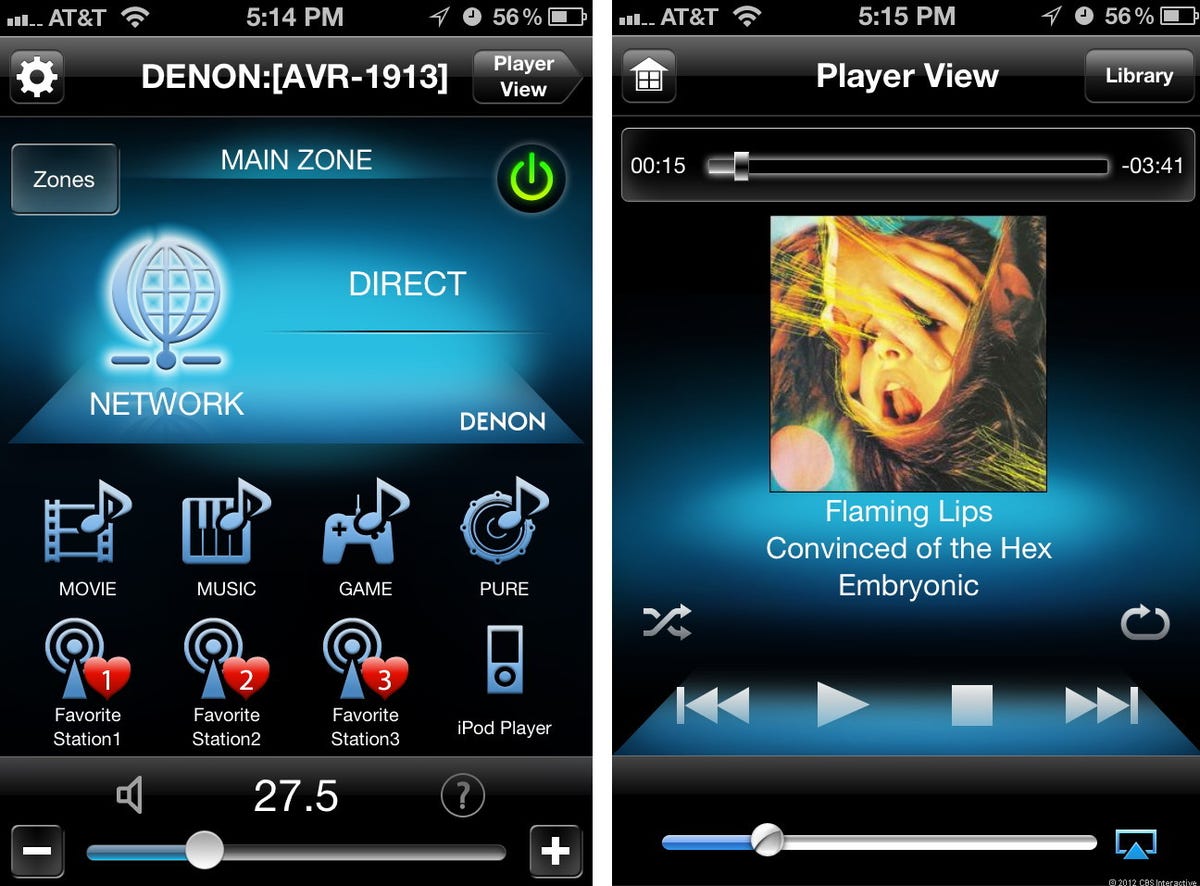 Denon Remote App user interface