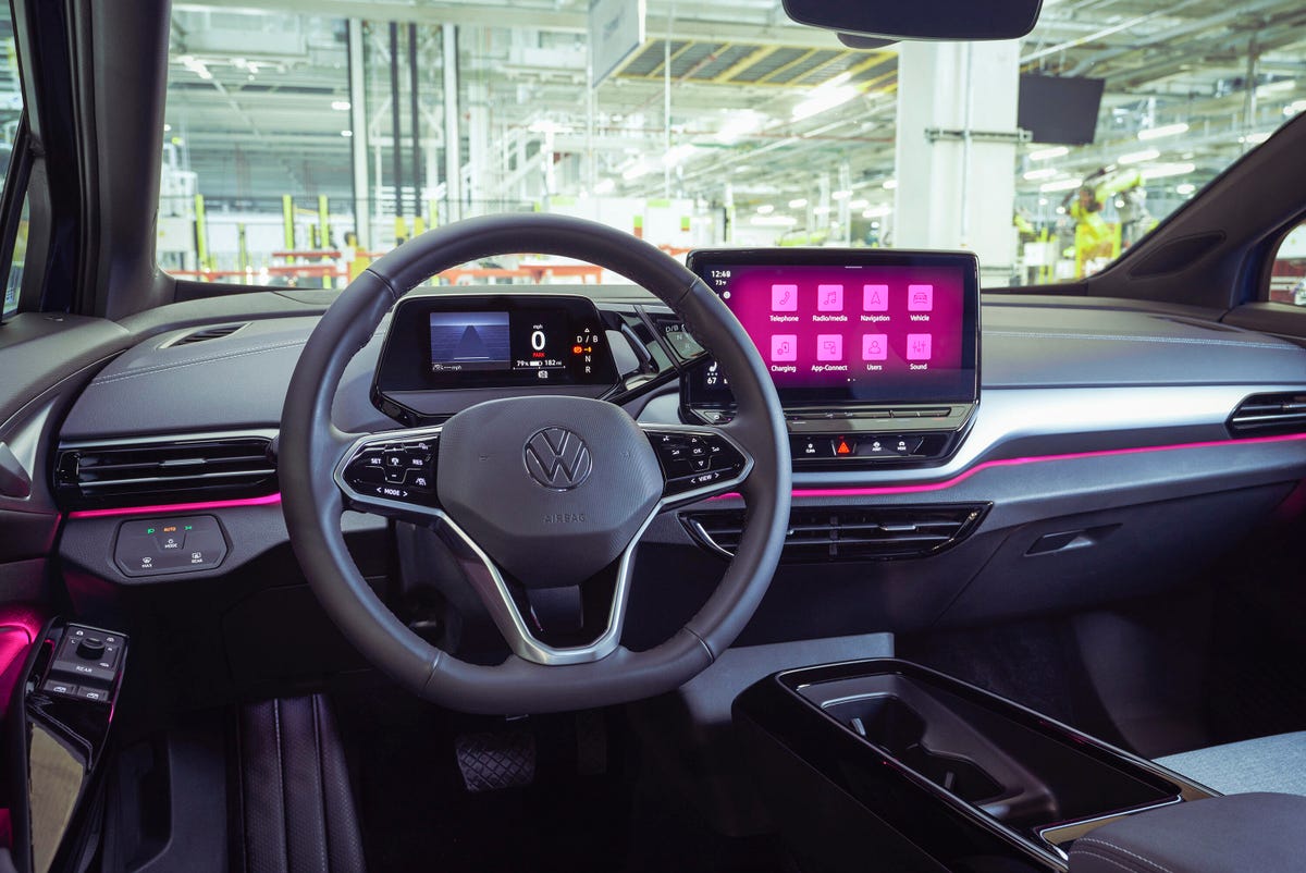 2023 Volkswagen ID 4 steering wheel and infotainment screen