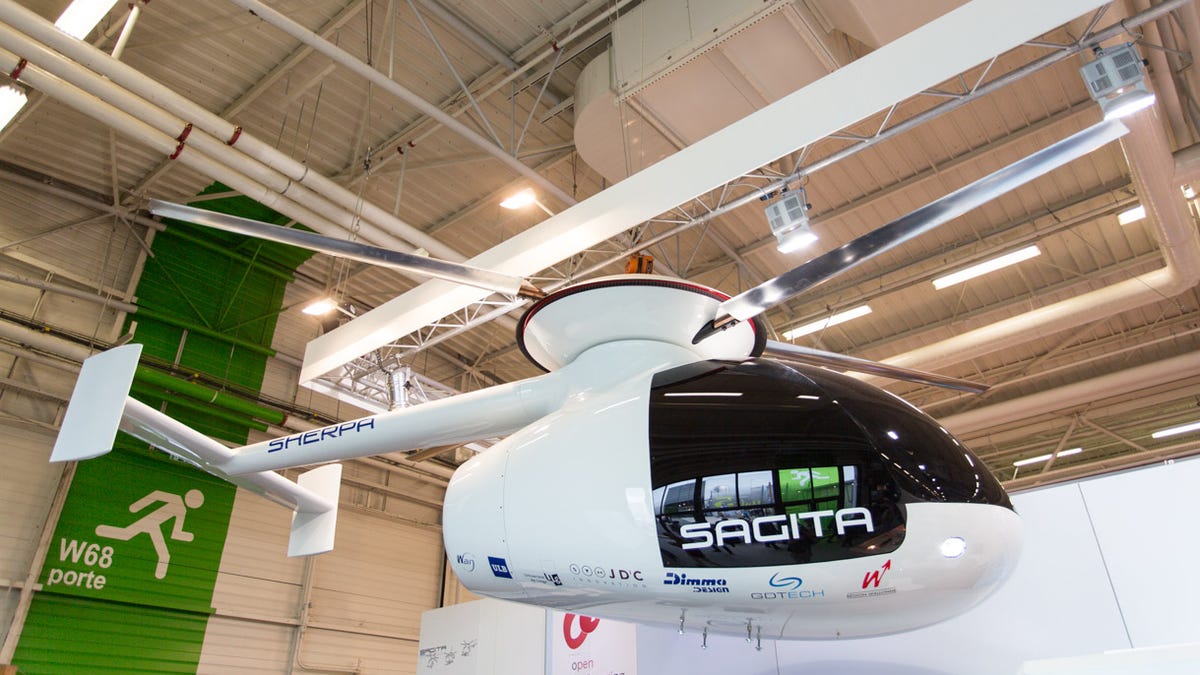 Sagita plans to sell its two-passenger Sherpa helicopter for about $200,000 in three years. It showed this prototype at the Paris Air Show.