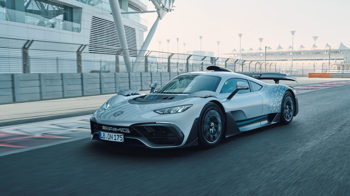Mercedes-AMG One Hypercar parked on a track