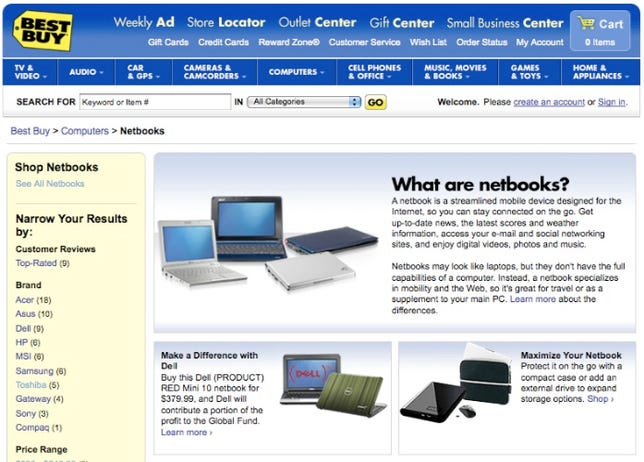 Best Buy has a large Netbook selection