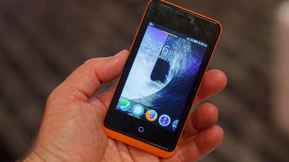 The opening screen of Firefox OS running on a Geeksphone Keon.