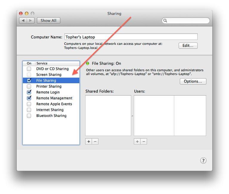 File Sharing in OS X