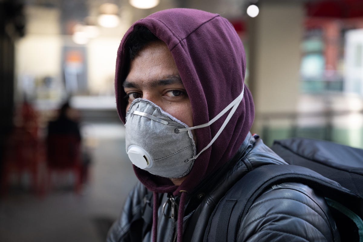 Man wearing an N95 mask
