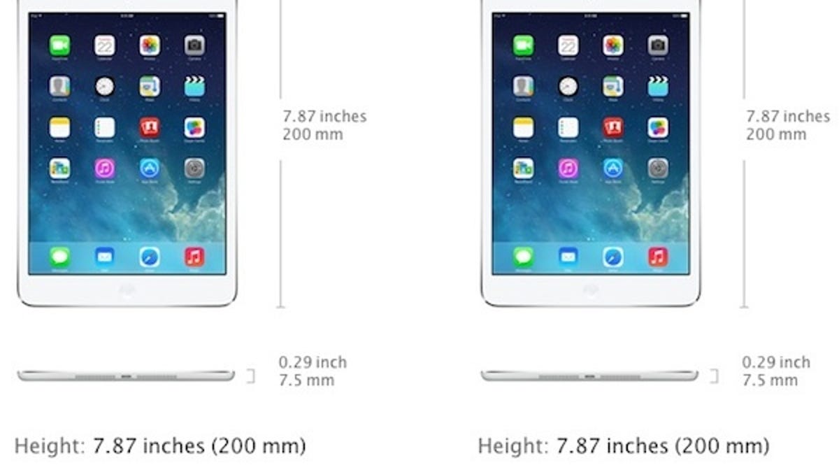 The iPad Mini Retina Wi-Fi and Cellular versions: they're a little bit thicker and heavier than the original.