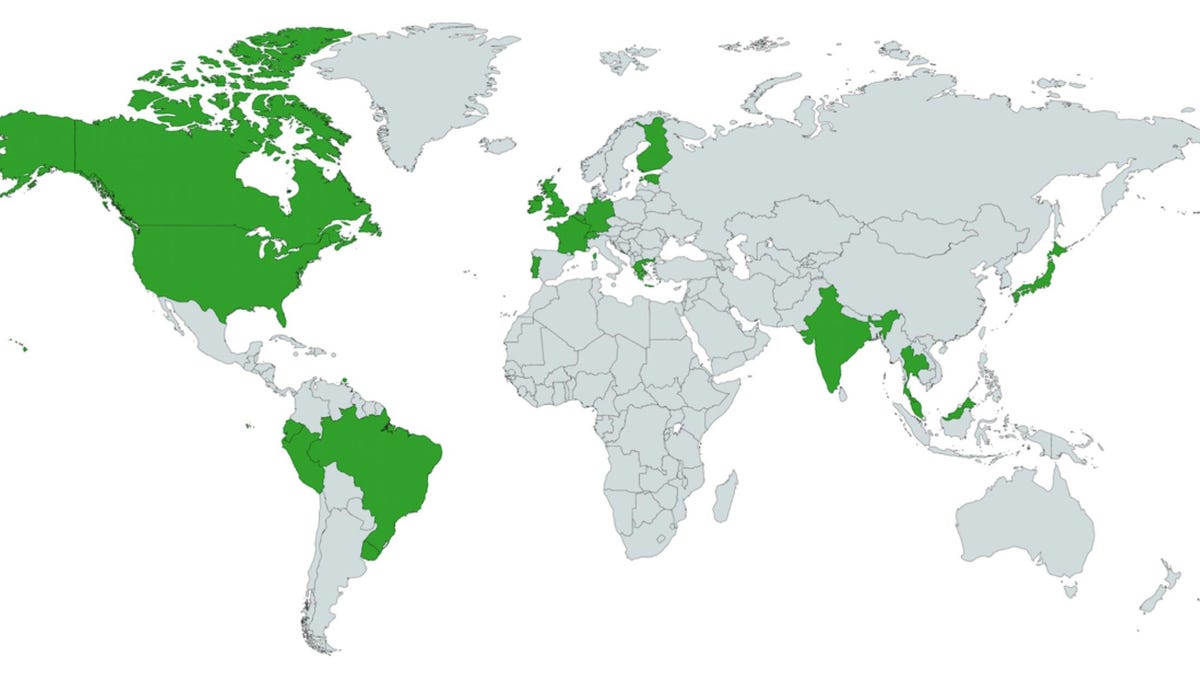 Countries in green use IPv6 network connections more than 15 percent of the time, according to the Internet Society's 2018 report on the transition from the older IPv4 technology.