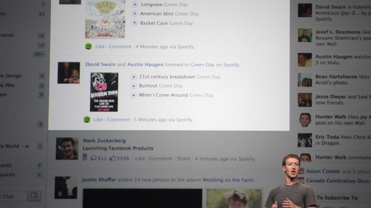 Mark Zuckerberg introduces the Facebook Ticker today at F8.