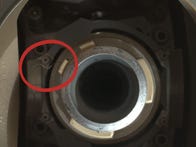 <p>There's a a "small hairline object" on the drill chuck of the Perseverance rover.</p>