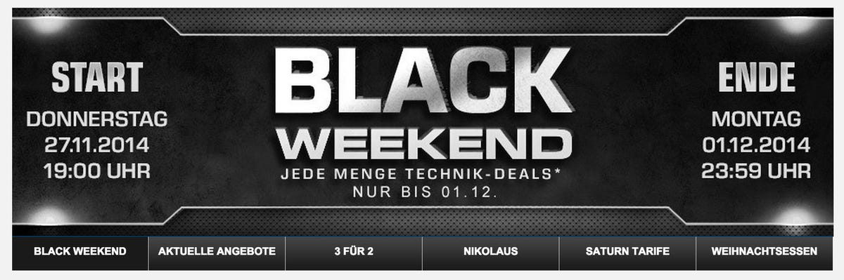 German electronics retailer Saturn touted Black Friday deals on its Web site.