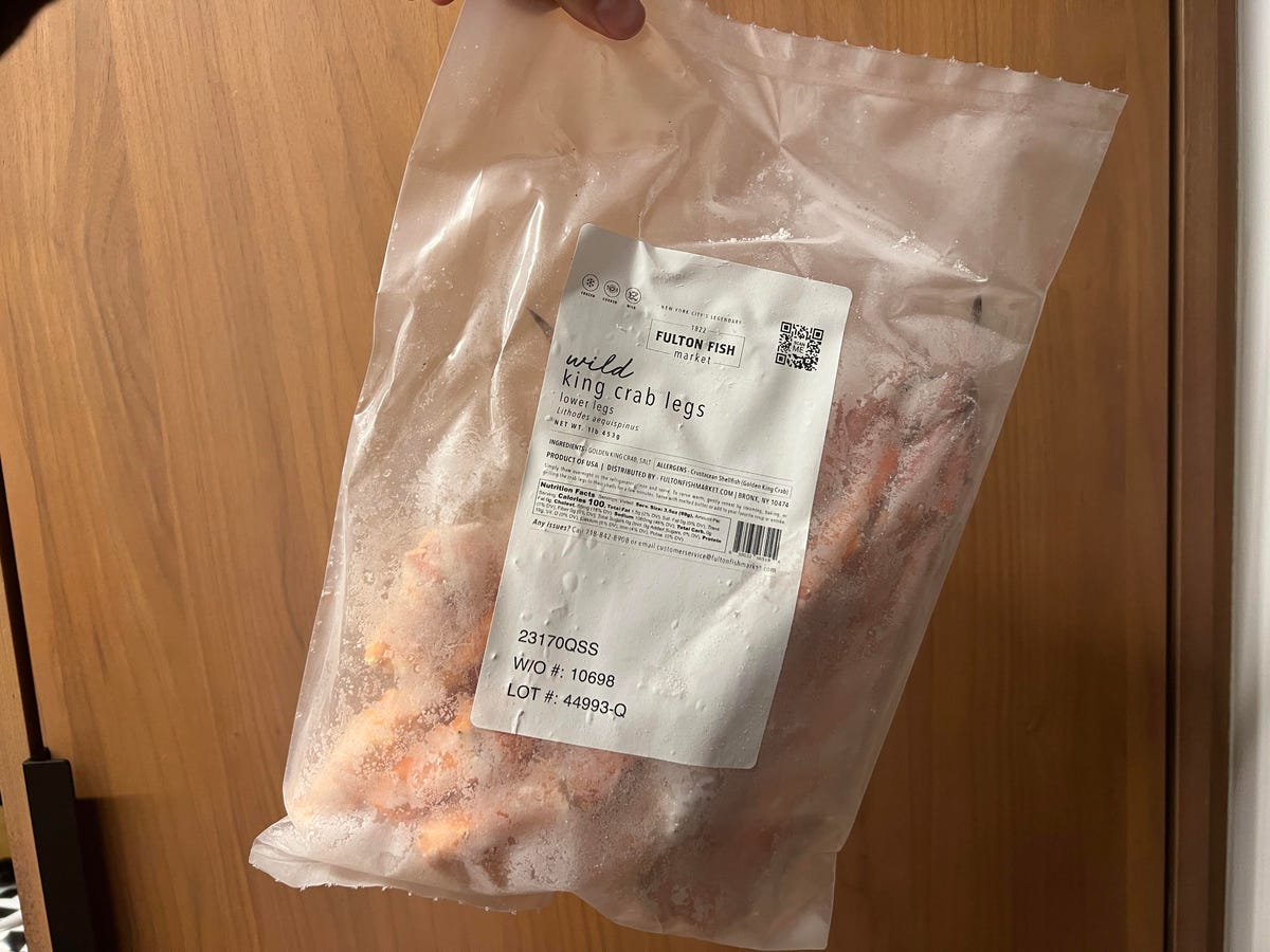 bag of frozen crab legs