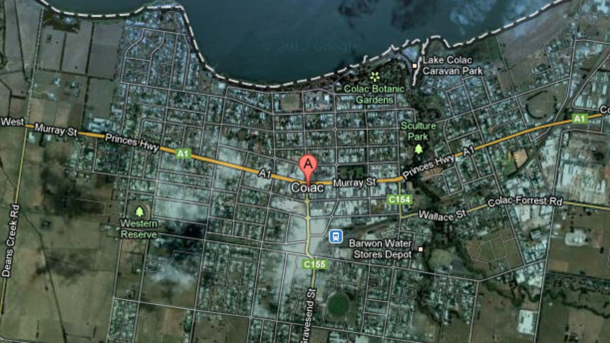 Colac, Victoria, Australia in Google Maps.