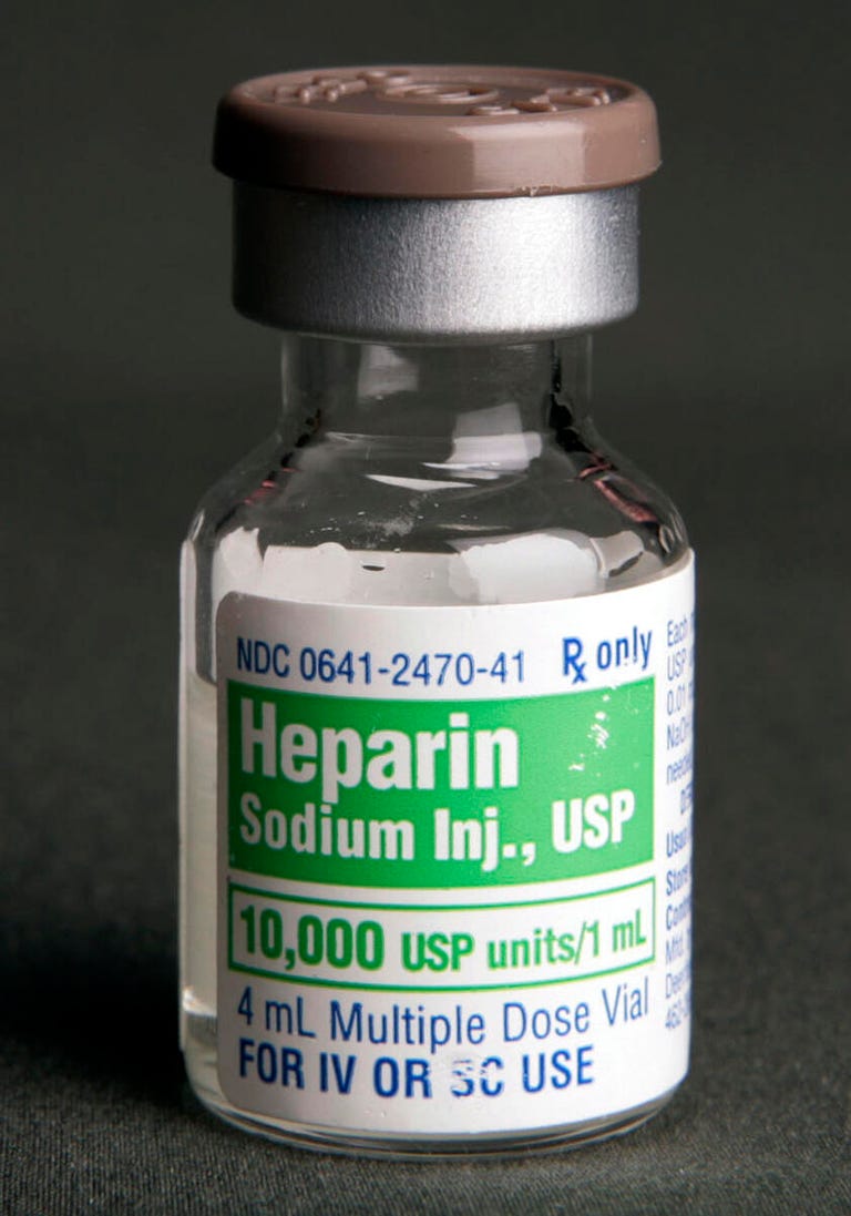 A vial of heparin