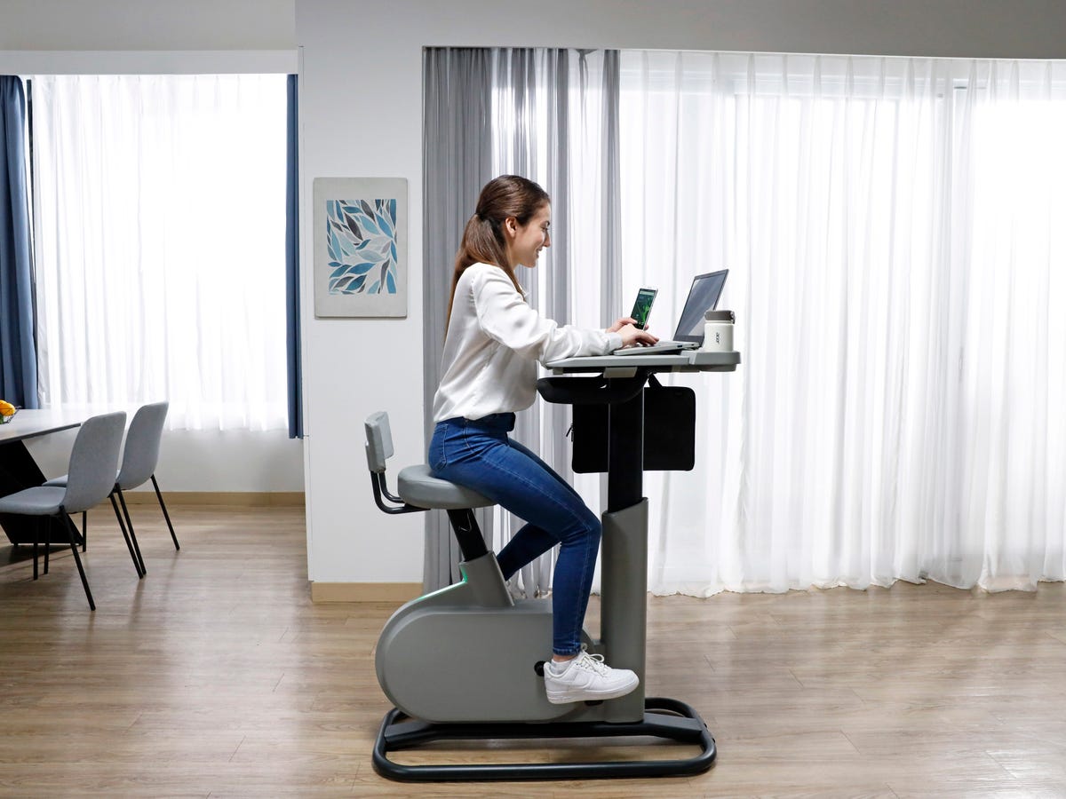 This Desk-Bike Combo Charges Your Laptop While You Pedal - CNET