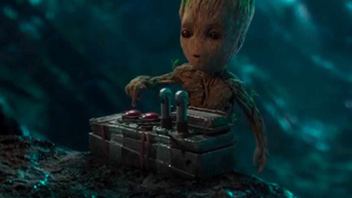 ​Baby Groot about to bark up the wrong tree.