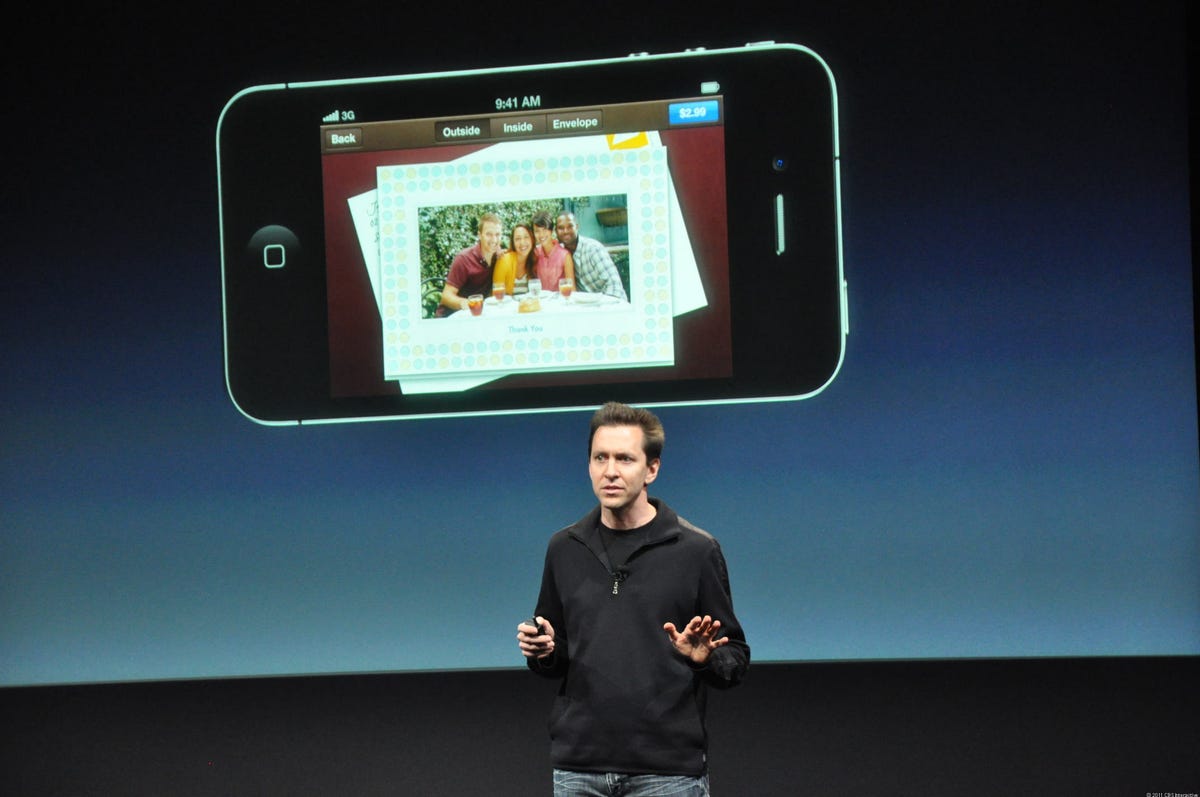 Scott Forstall introduces Apple's new Cards app.