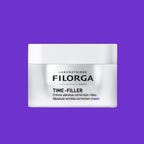 Time Filler moisturizer on a purple background
