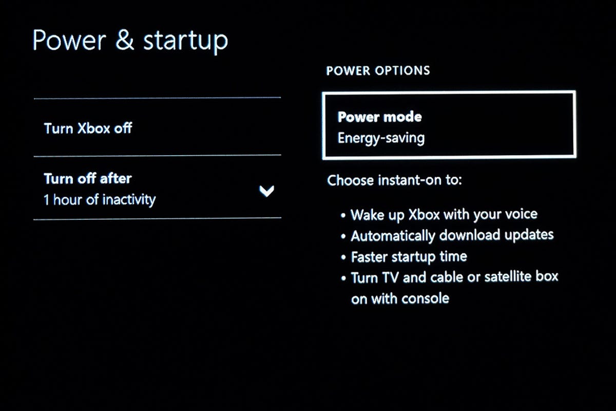 Xbox One energy-saving mode