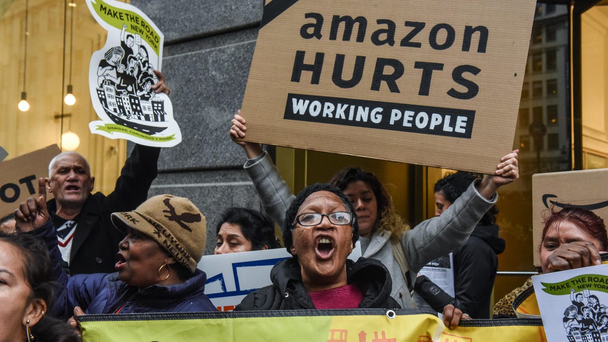 Protestors In New York City Hold "Day Of Action" Against Amazon HQ2