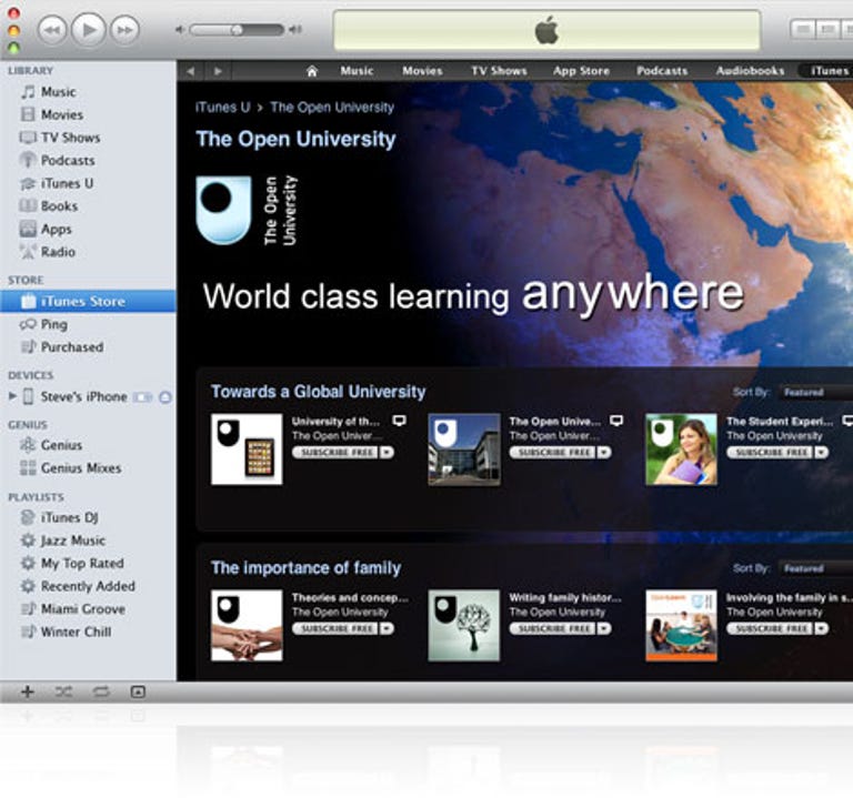 Apple's iTunes U page on iTunes.