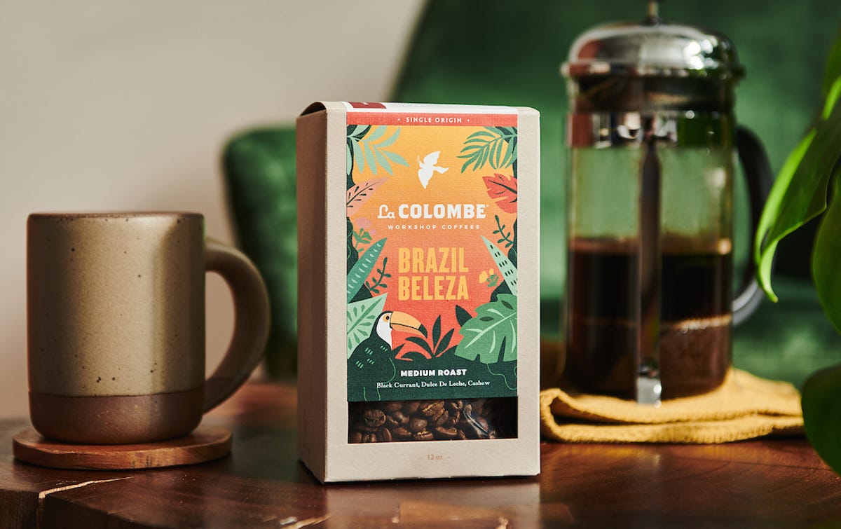 a bag of Brazil Beleza coffee fro La Colombe