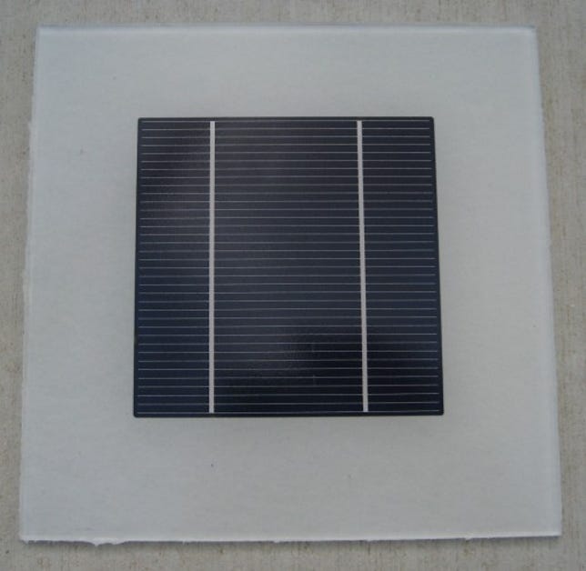 Castor beans and cotton make up the backing of this solar cell.